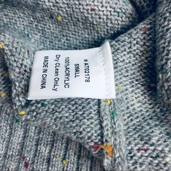 LUMIERE Gray Cold Shoulder Sweater V-Neck Donegal Knit Size S - Picture 8 of 10